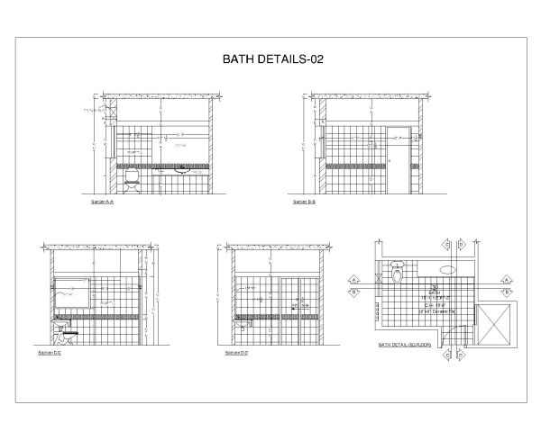 Free Detailed Drawings for Bathroom Layout-2