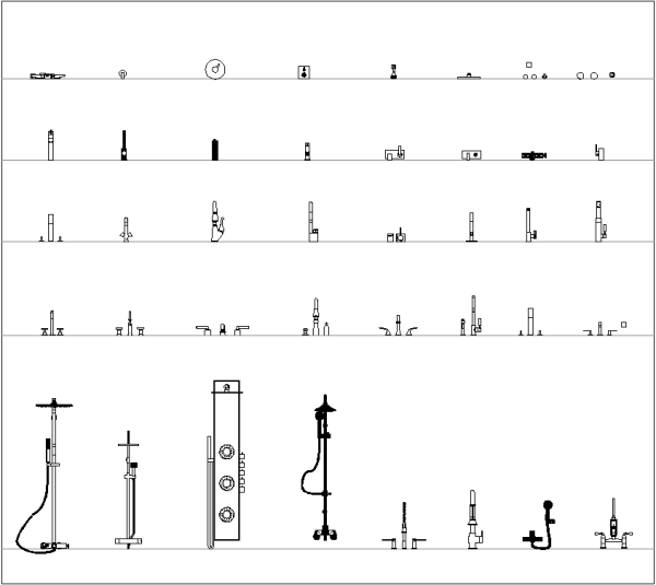 Bathroom and shower faucets CAD collection dwg