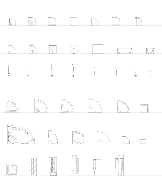 Baths and showers CAD collection dwg