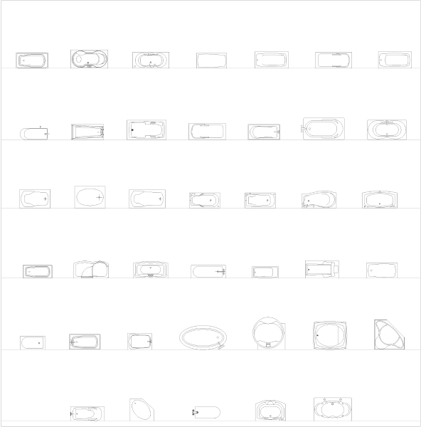 Baths in plan CAD collection 2 in dwg format 
