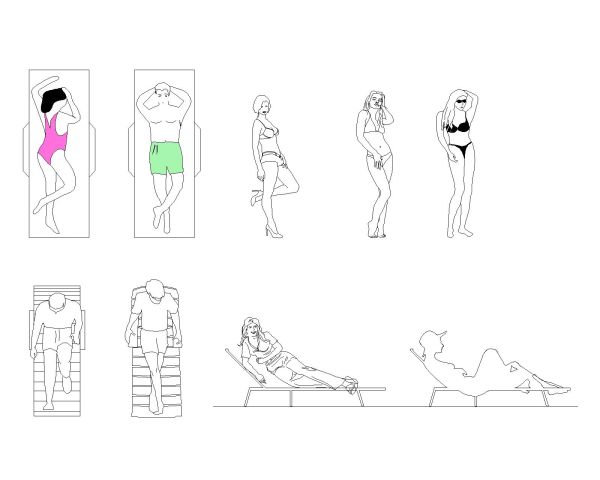 Free AutoCAD drawings for Beach Activities with views-1