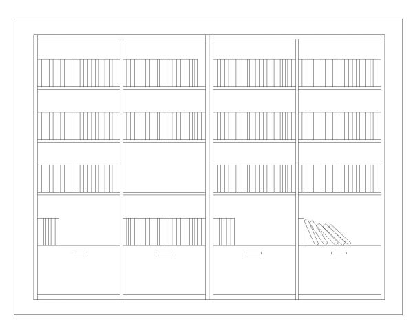 Free AutoCAD 2D Editable Drawings for Bookcase Elevation Views_2