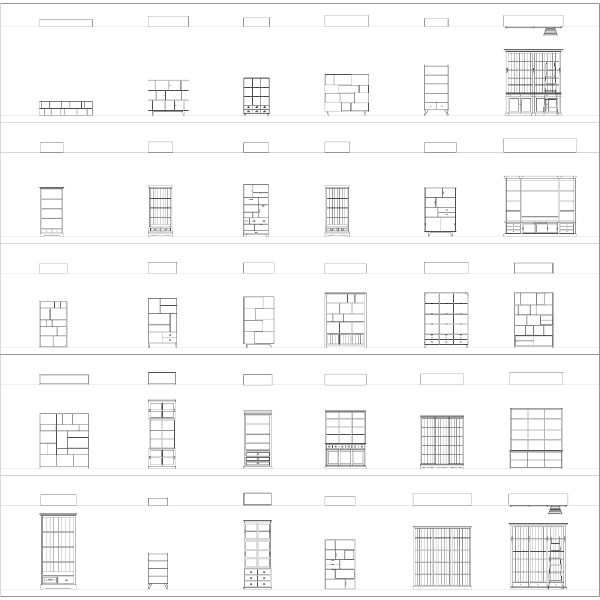 Bookcases and bookshelves CAD collection dwg
