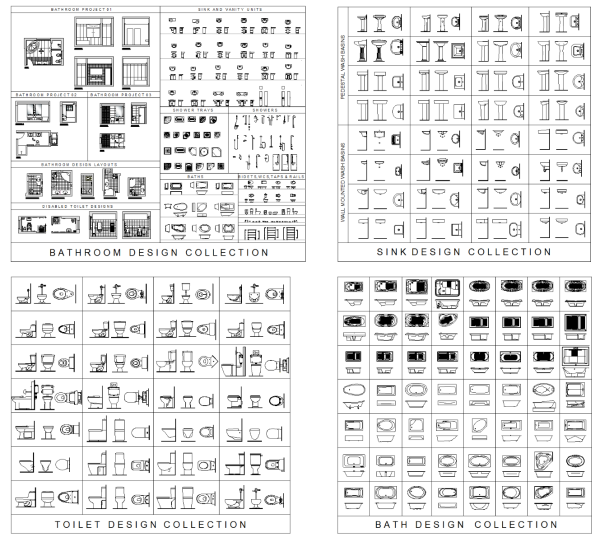 Дизайн ванной комнаты Полное собрание DWG