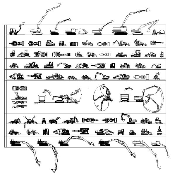 Collezione CAD di escavatori e scavatori