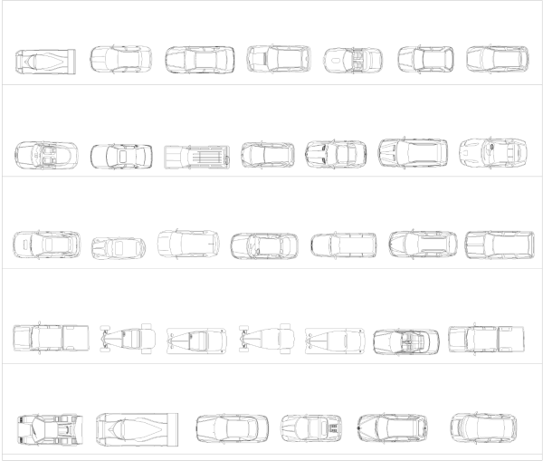 Autos en planta colección CAD dwg