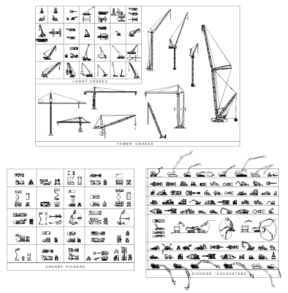 Cranes digger and cherry pickers Collection 