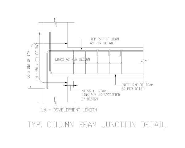 Free AutoCAD 2D Editable Drawings for COLUMN BEAM JUNCTION DETAIL
