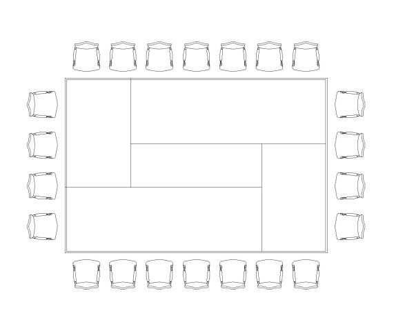 Free AutoCAD 2D Editable Drawings for Conference Table Medium square size