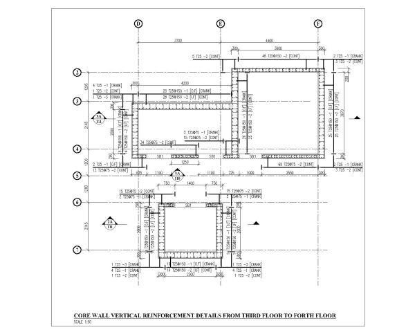 Free AutoCAD 2D Editable Drawings for Core Wall Trimmer & Beam Reinforcements_ 4