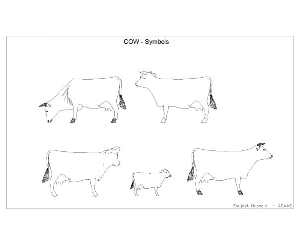 Free Drawing of Cow Symbols-1 for AutoCAD