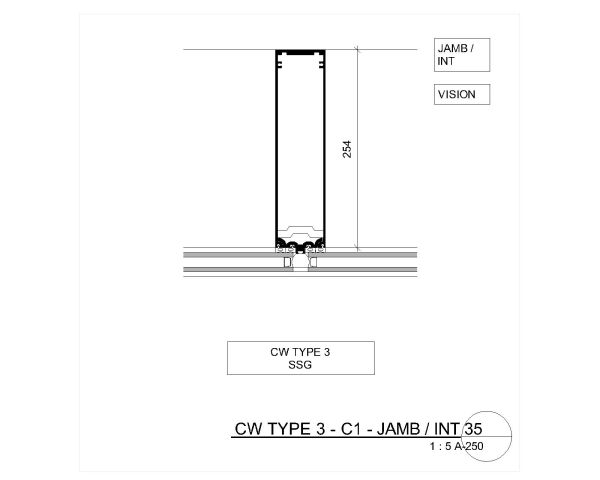 Free AutoCAD 2D Editable Drawings for Curtain Wall and Window Schedule Type 3 C-1