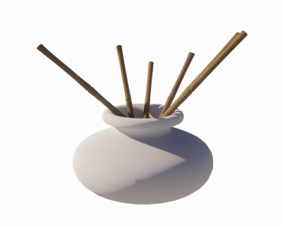 Ceramic vase with dry bamboo branch revit family