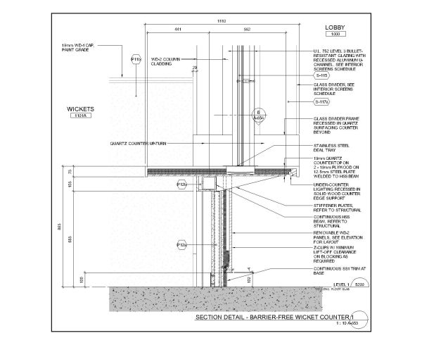 Free AutoCAD 2D Editable Drawings for Barriear Free Wicket Counter - 33