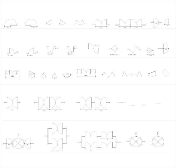 Doors in plan CAD collection dwg format.