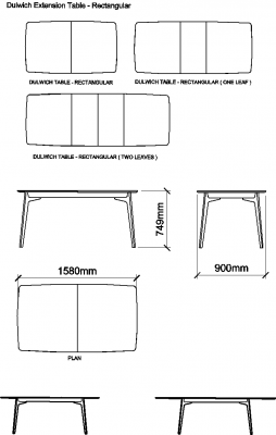 AutoCAD download Dulwich Extension Table - Rectangular DWG Drawing