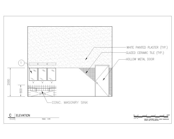 Free AutoCAD 2D Editable Drawings for Fire Station & Toilet Enlarged J.C. Elevation-C