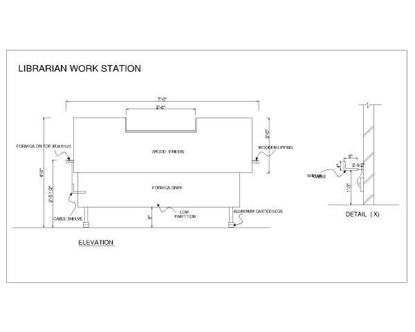 Free AutoCAD 2D Drawings for “Work Station Design with MDF Wooden & Polished-16