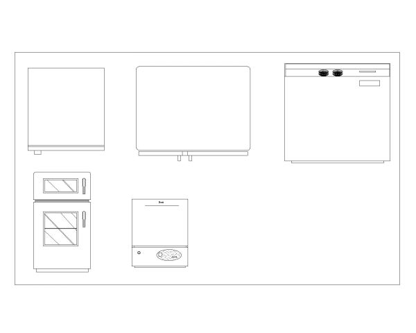 Free AutoCAD 2D Editable Drawings for Freezers Top & Side Views with different Sizes