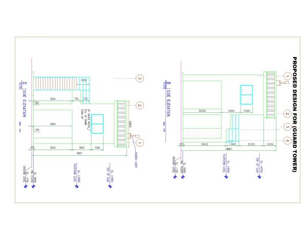Free AutoCAD Drawing of GUARD TOWER Elevation - 1