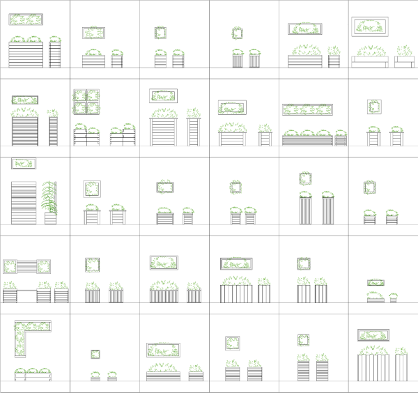 Garden planters CAD Collection dwg