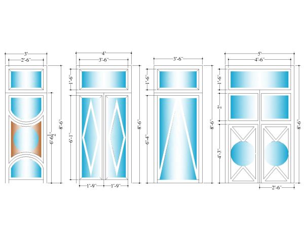 Glass Door Symbols with Imperial Unit CAD Block – DWG AutoCAD Editable Drawing (Free Download)