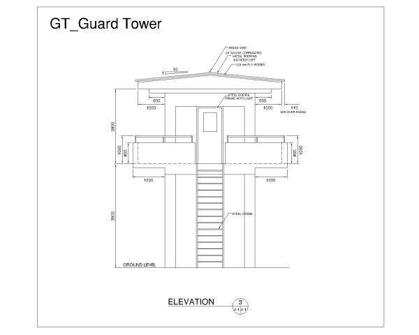 Free AutoCAD Drawing of Guard Tower Side Views & Elevation