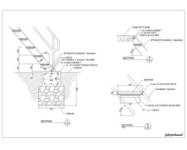 Free AutoCAD Drawing of Guard Tower Stair Details