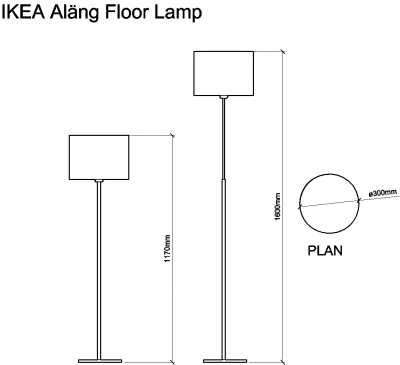 AutoCAD download IKEA Alang Floor Lamp DWG Drawing