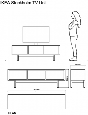 AutoCAD download IKEA Stockholm TV Unit DWG Drawing