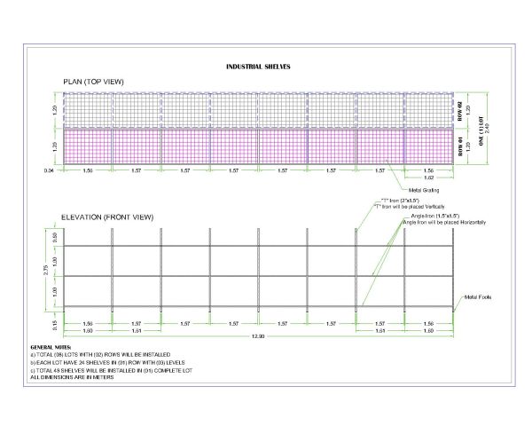Free AutoCAD Drawings of Industrial Shelevs-2 with Plan & Section View”