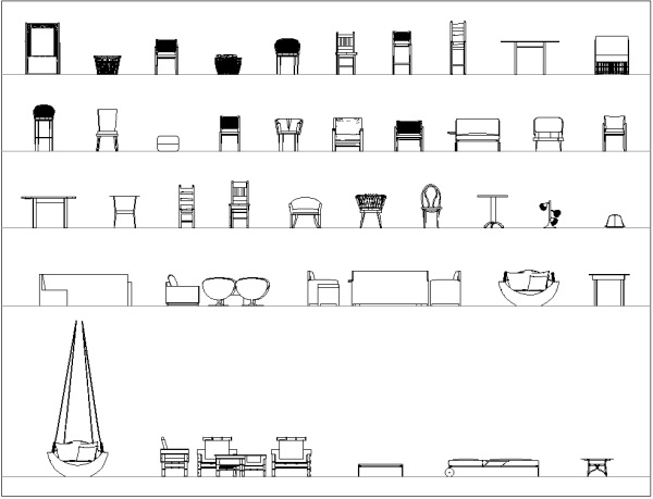 Alzate per sedie e divani per interni Collezione CAD dwg