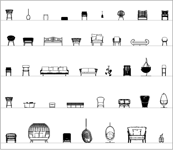室内椅和沙发高架CAD collection 02 dwg