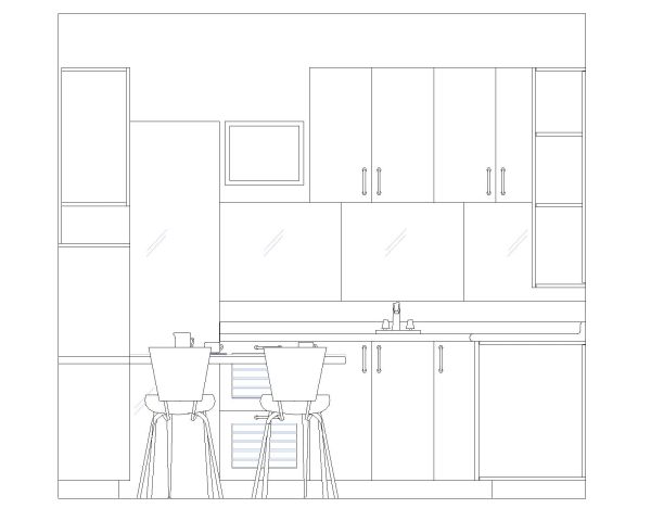 Free AutoCAD Drawing of Kitchen Interior Sectional Views with Fixtures - 13