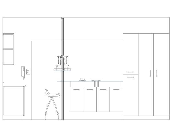 Free AutoCAD Drawing of Kitchen Interior Sectional Views with Fixtures - 5