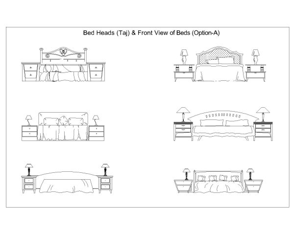 Free AutoCAD 2D Editable Drawings for Master Bed Elevation Designs with Side Table (1)