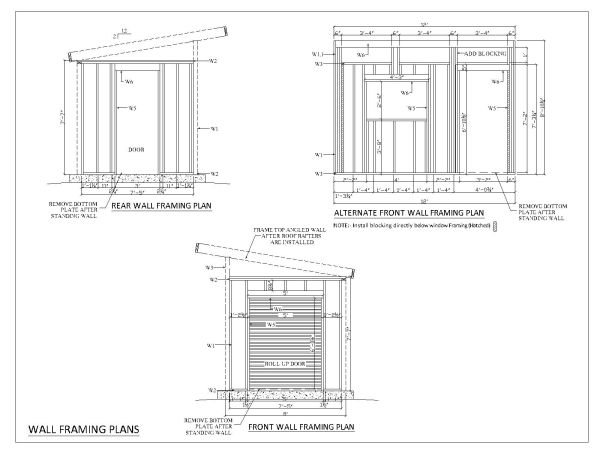 Modern Wood Shed Wall Framing Elevations-9 CAD Block DWG AutoCAD Editable Drawing (Free Download)