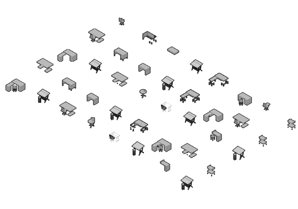 Office desks 3D CAD collection dwg