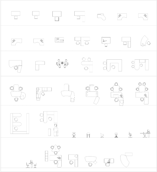 Office tables and desks CAD collection 2 dwg