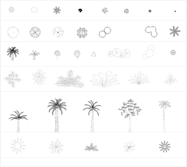 Plants and trees symbols CAD collection 