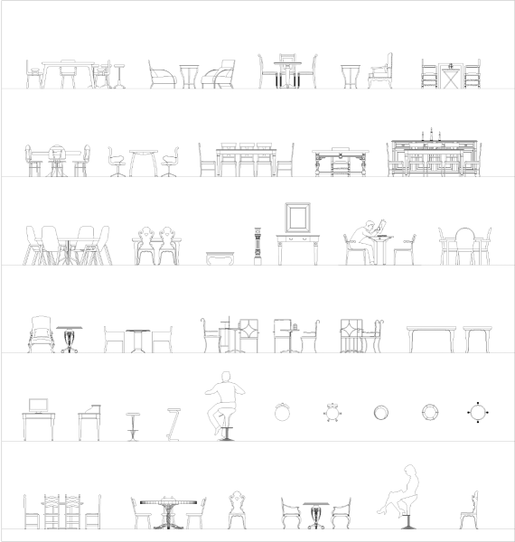 Restaurante Juegos de comedor Planos colección CAD dwg