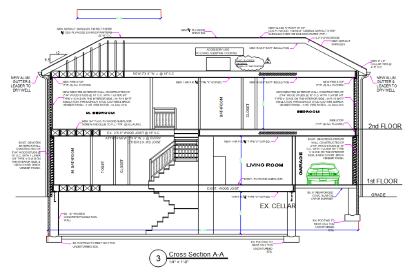 Sezione trasversale della casa unifamiliare_A .dwg