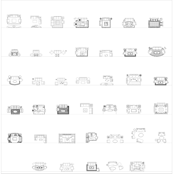 Sofa sets in plan view CAD collection dwg