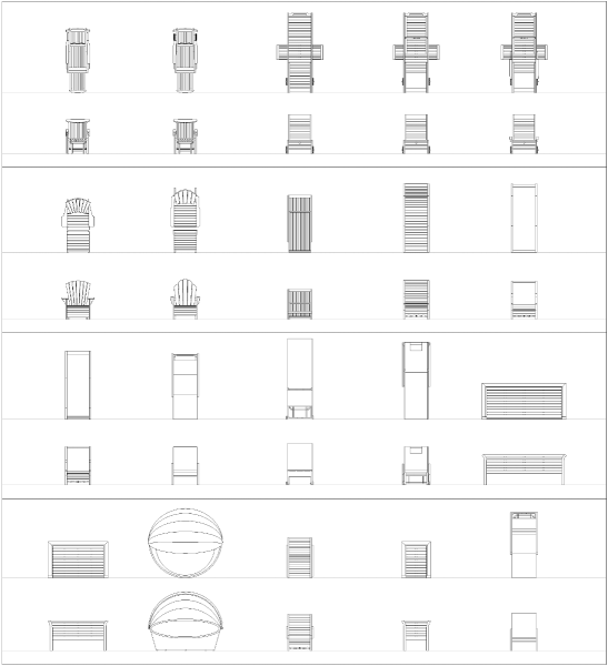 Sun Loungers Коллекция CAD-блоков dwg