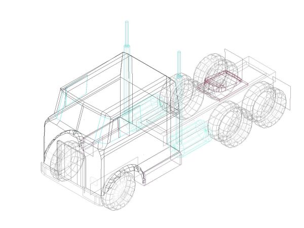 Free AutoCAD 3D Editable Model of Trucks & Wagon in 3D_ 11
