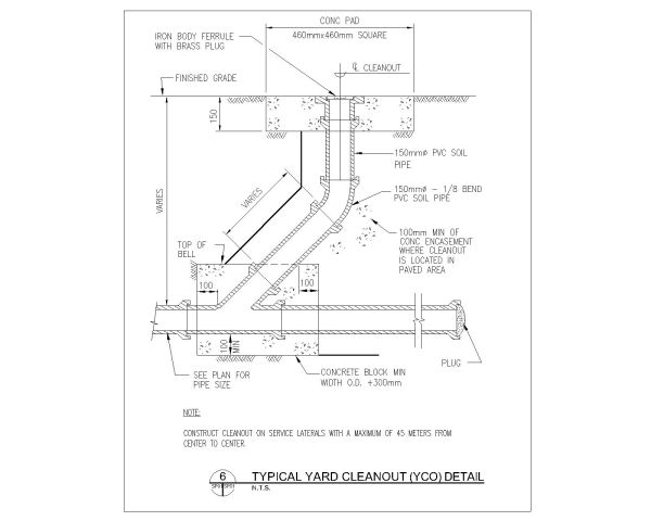 Yard Cleanout (YCO) Details. CAD block in DWG format free download