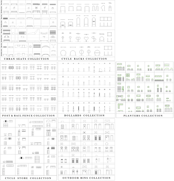 Collezione CAD di design urbano dwg
