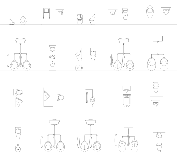 Urinals CAD collection de blocs dwg