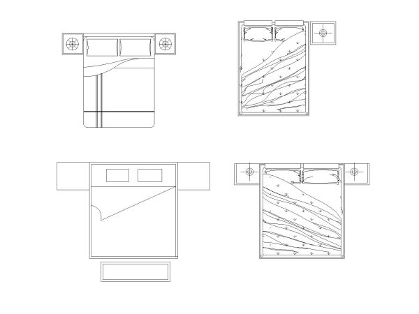 Free AutoCAD 2D Editable Drawings for US Bed Design Top View (Plan with accurate sizes)-23