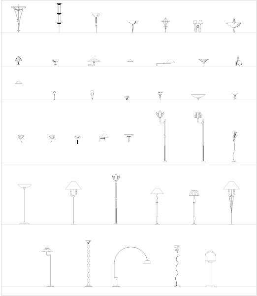 Apliques y Lámparas de Pie colección CAD 2 dwg